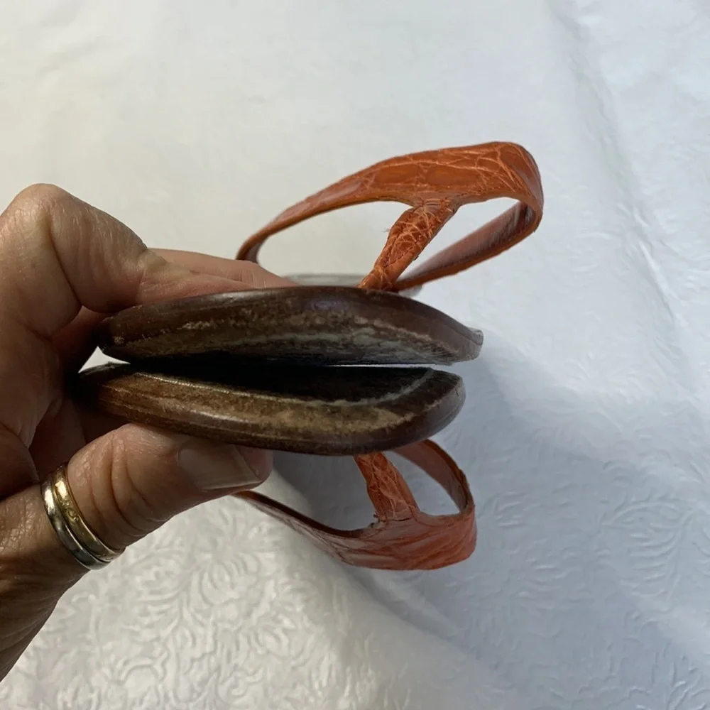 Prada Orange Alligator Slide Sandals‎
